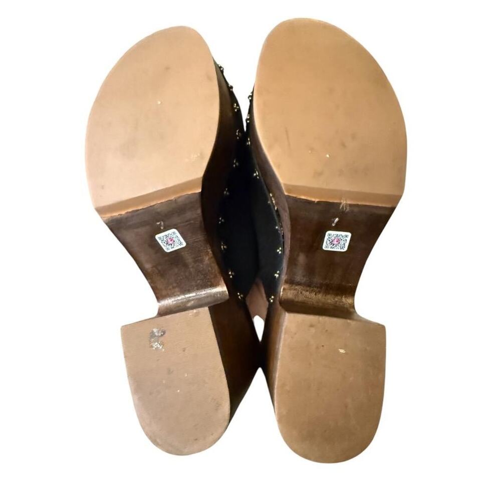 Larroude' Miso Black Suede Platform Wood Clog Women size 7 - Picture 7 of 7